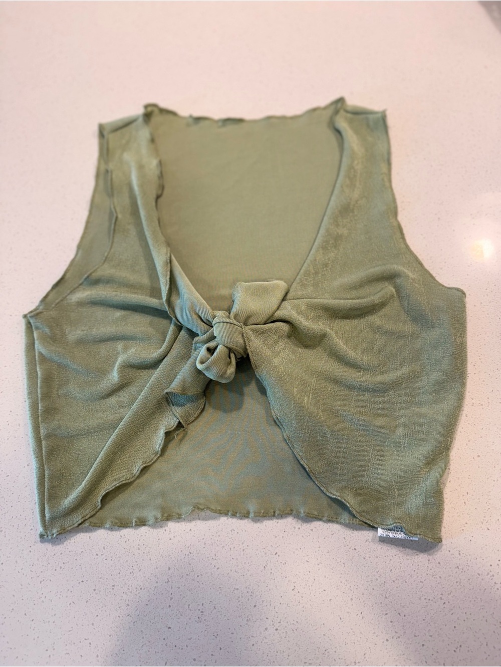 SHEIN Sage Green Tie-Front Crop Top